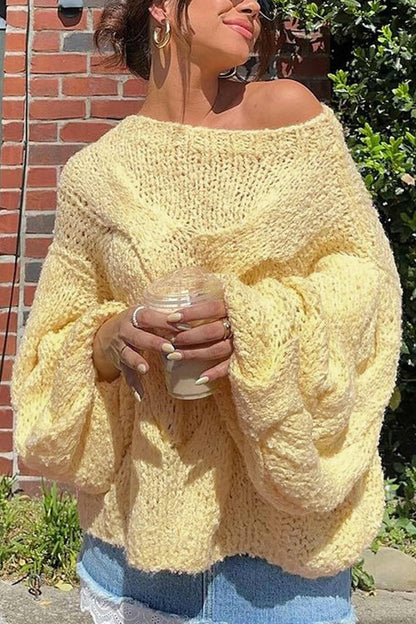 Women's cable knit hollow out pullover sweater