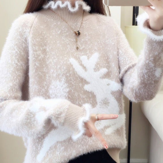 Women's casual sweater with ruffles