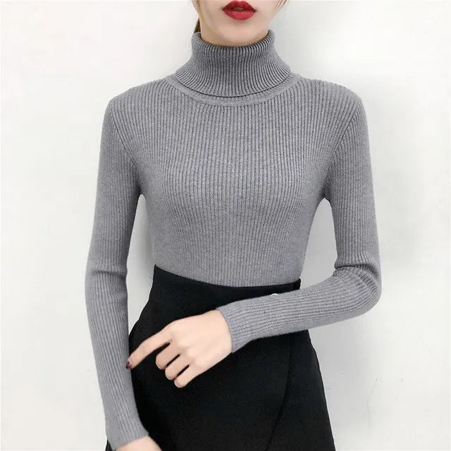 Comfortable knitted turtleneck top for women