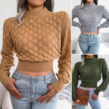 Viannce - women's plain daily wear long sleeve knit sweater