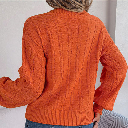 Knitted v-neck sweater for women