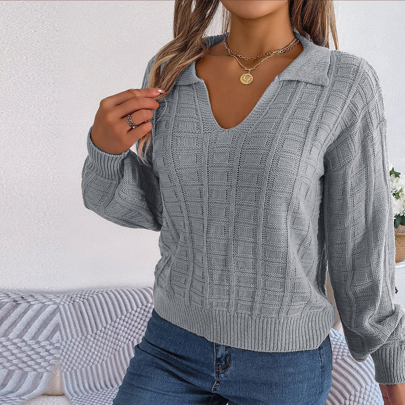 Knitted v-neck sweater for women