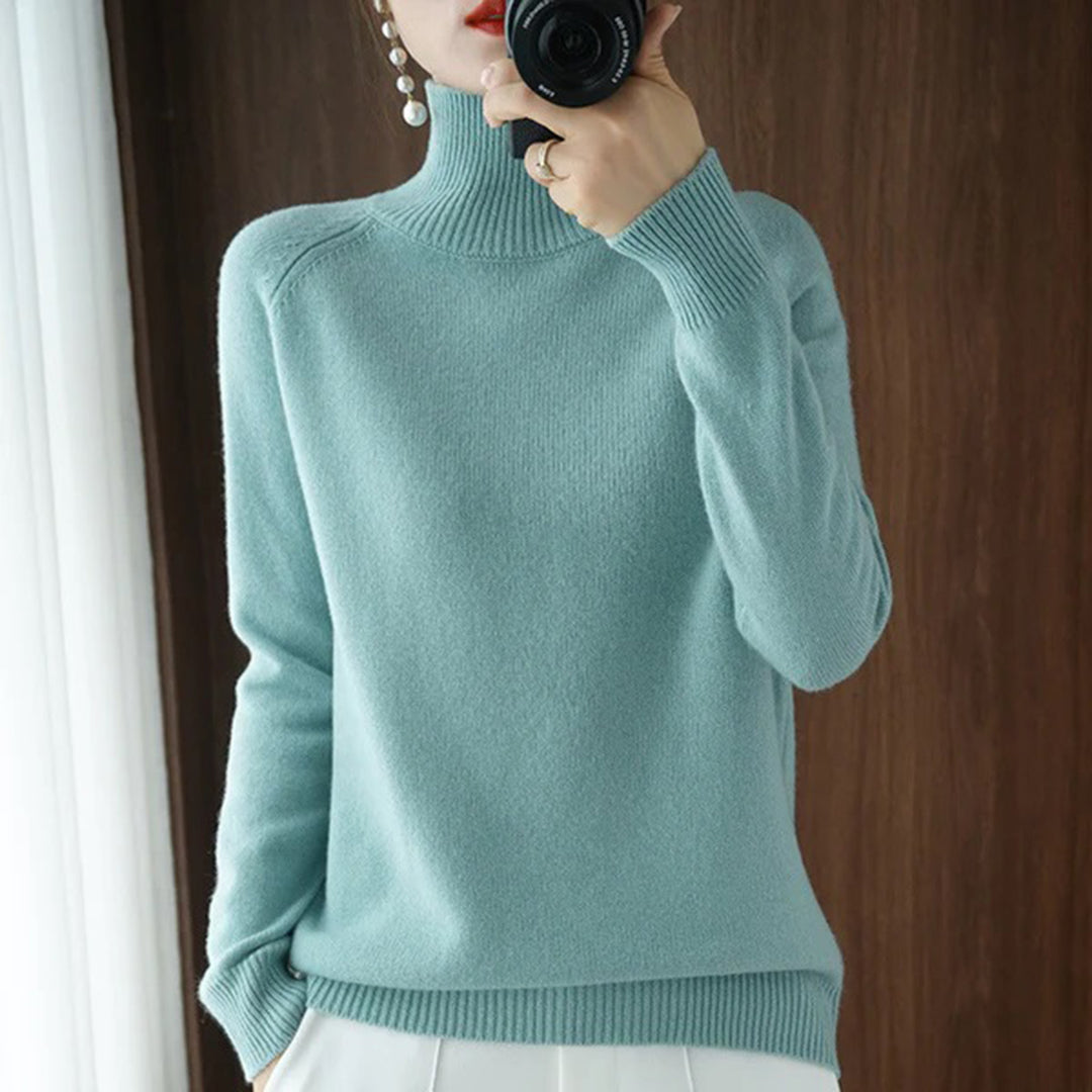 Women's autumn winter turtleneck wool-like pullover sweater