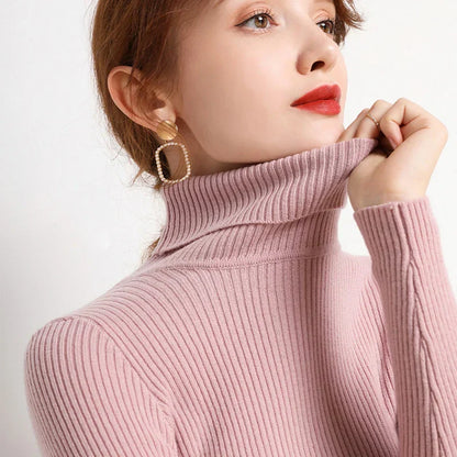 Women's autumn slim fit turtleneck knitted sweater