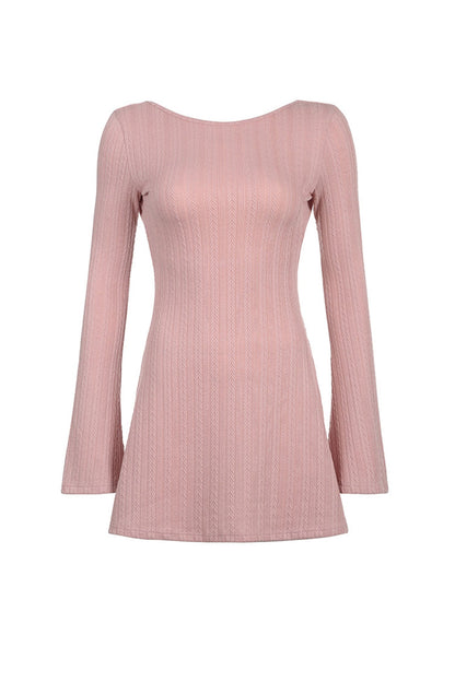 Xiomara - long flared sleeve backless cable knit dress