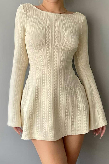 Xiomara - long flared sleeve backless cable knit dress