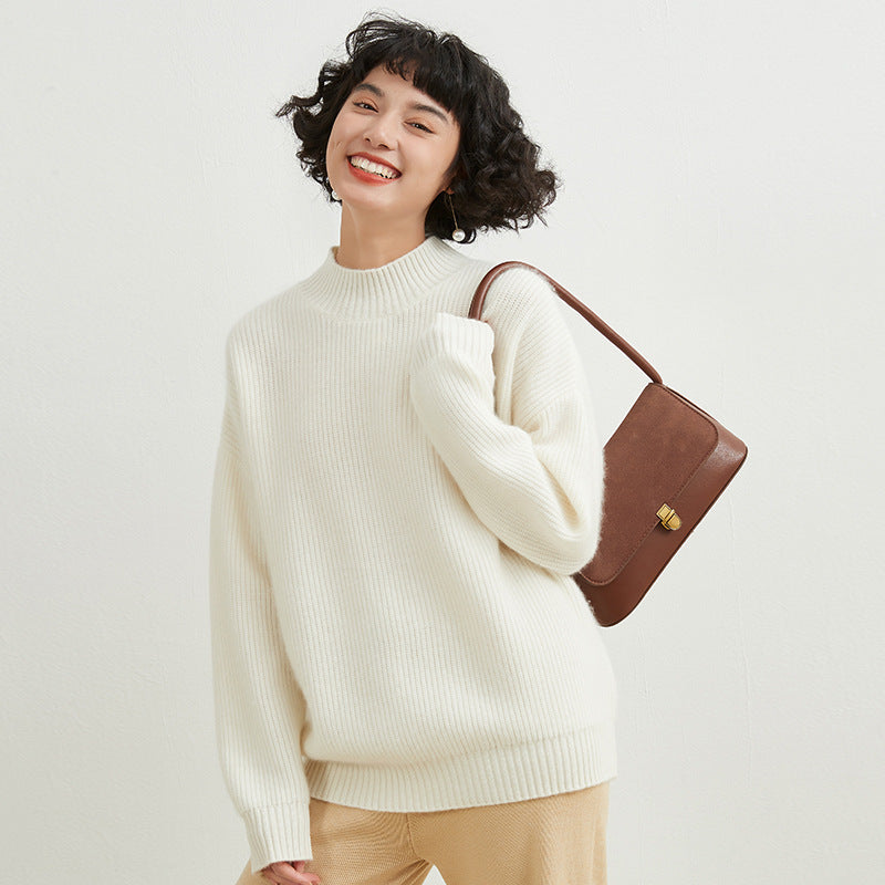 Women turtleneck drop shoulder sweater