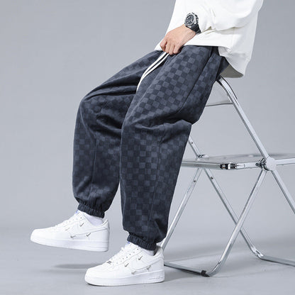 Checkered Corduroy Sweatpants