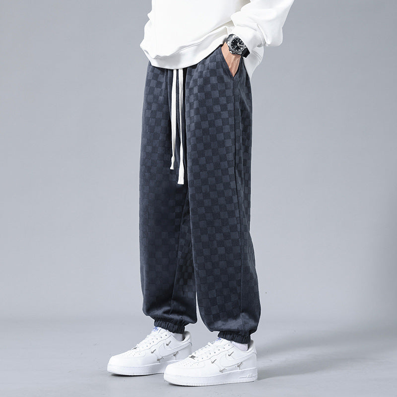 Checkered Corduroy Sweatpants