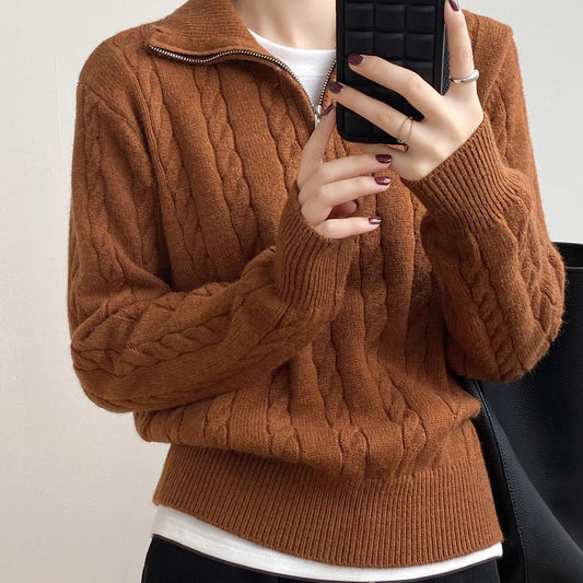 Theresia - retro knit half-zip sweater