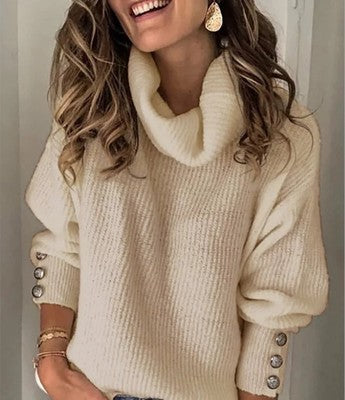 Women's autumn/winter plain turtleneck casual sweater