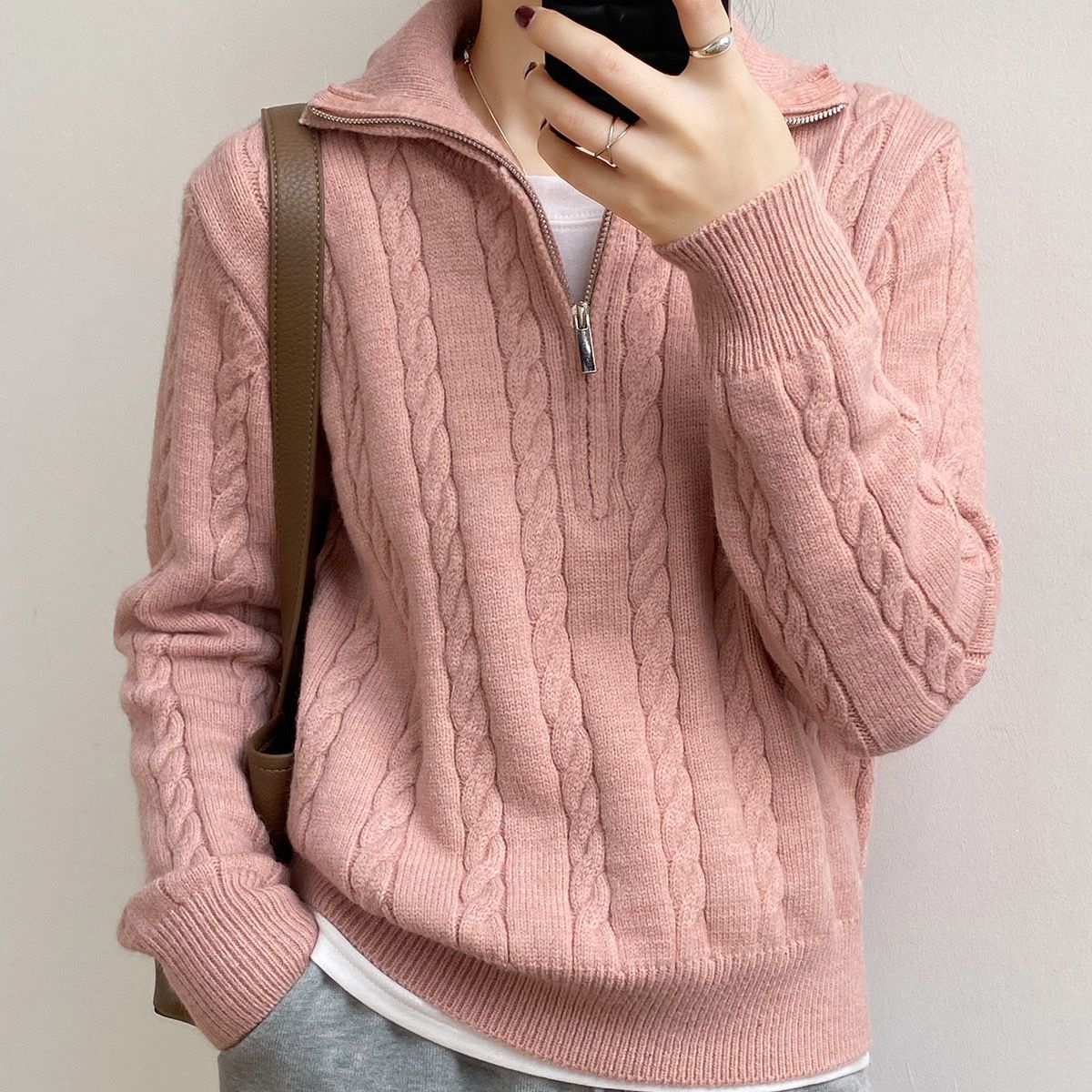 Theresia - retro knit half-zip sweater