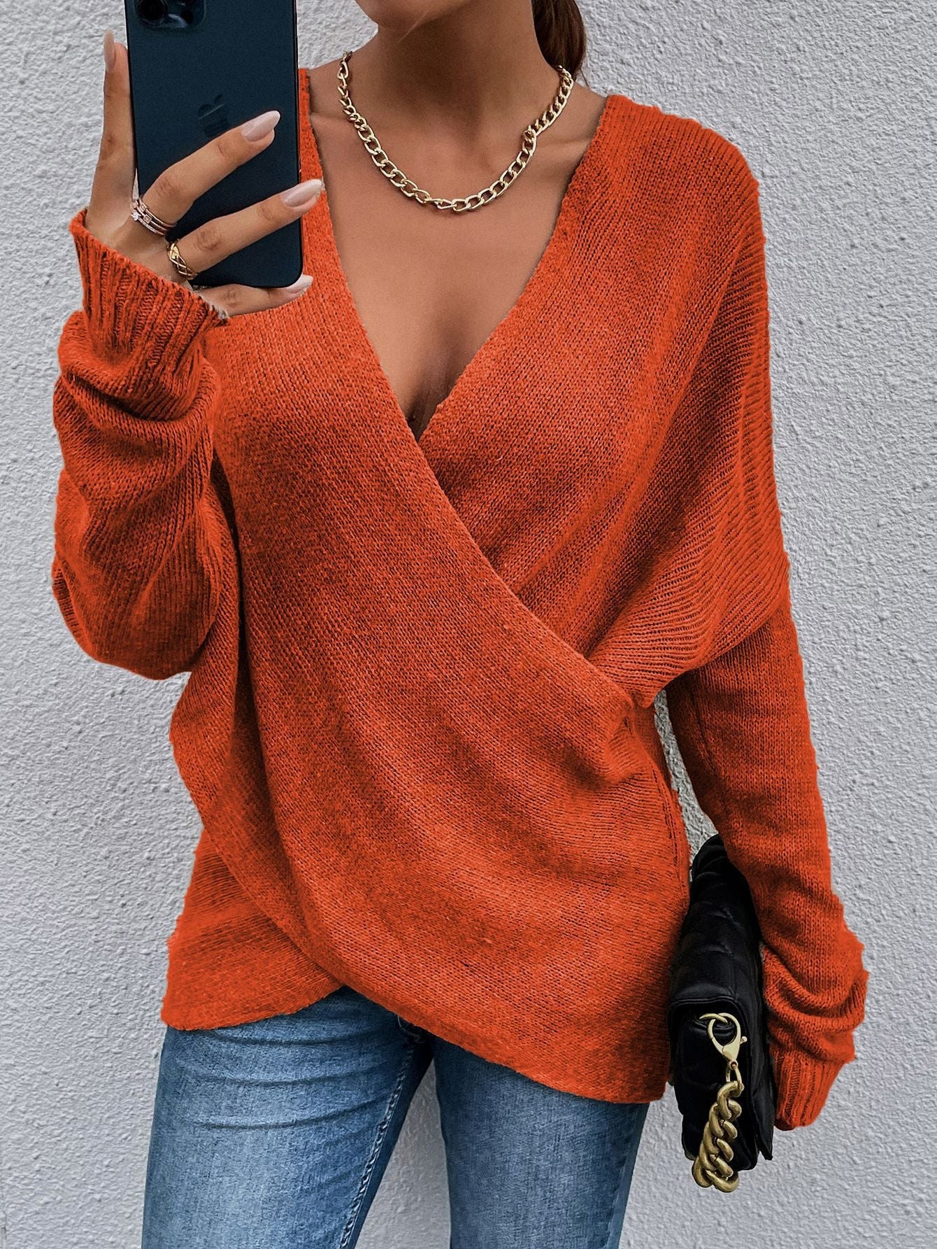 Elizza  - women's v-neck drop shoulder sweater