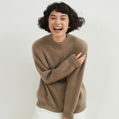 Women turtleneck drop shoulder sweater