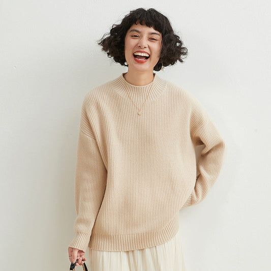 Women turtleneck drop shoulder sweater