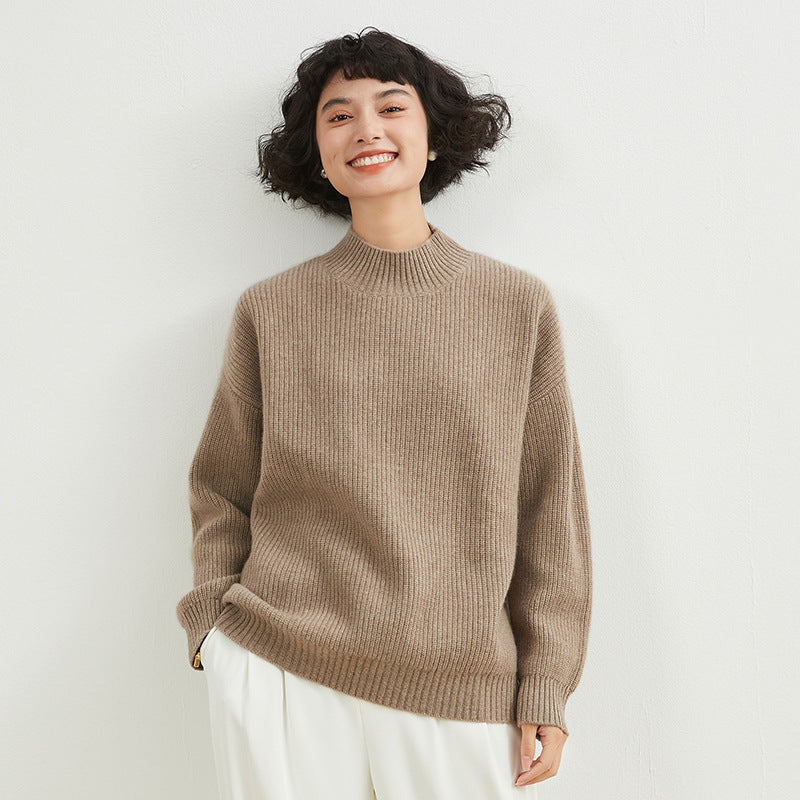 Women turtleneck drop shoulder sweater