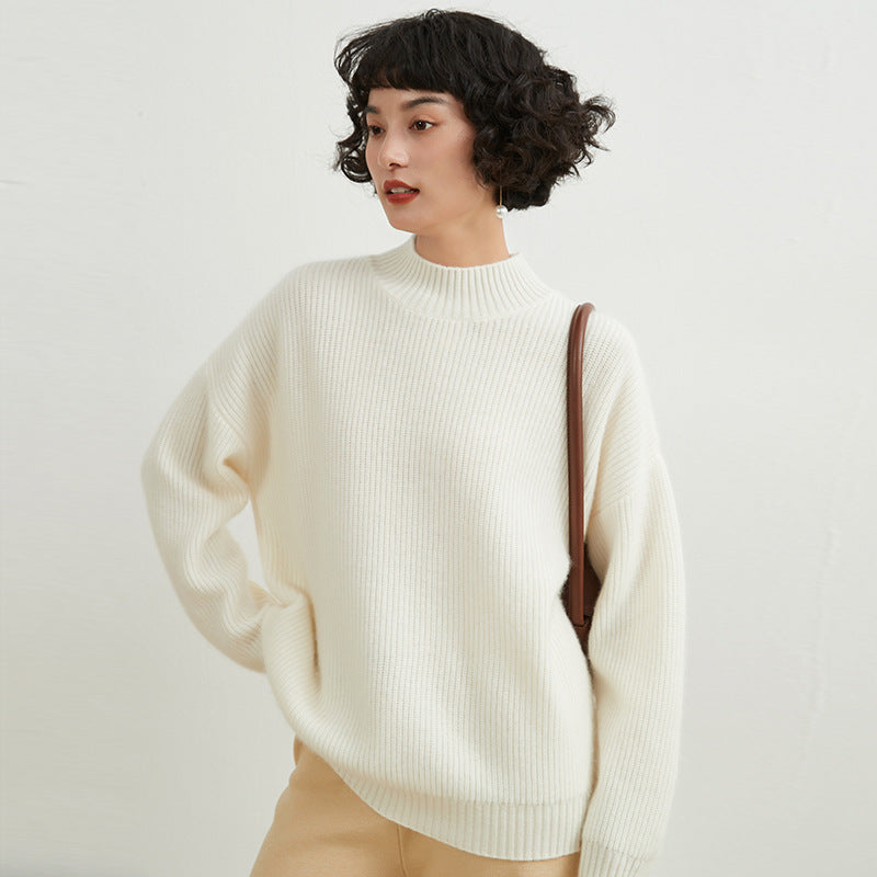 Women turtleneck drop shoulder sweater