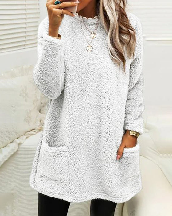 Sandra - casual round neck sweater with pockets