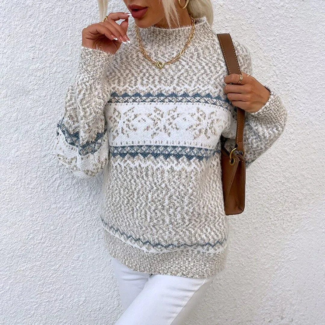 Women's christmas snowflake sweater half turtleneck winter pullover