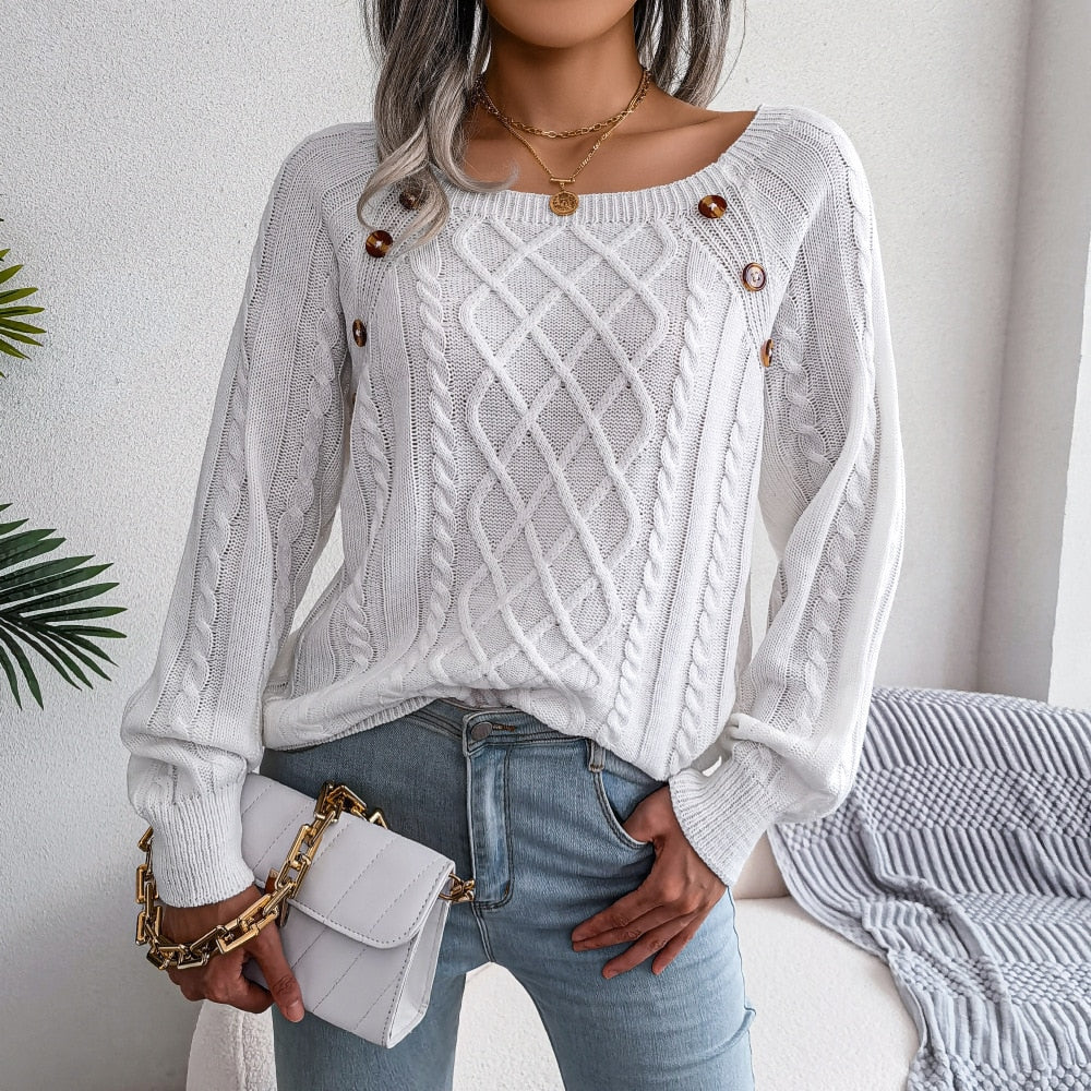 Women's casual loose jacquard knitted sweater