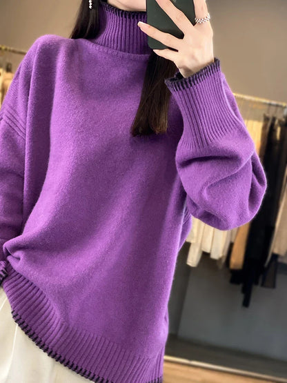 Women's autumn/winter turtleneck pullover loose knit tops