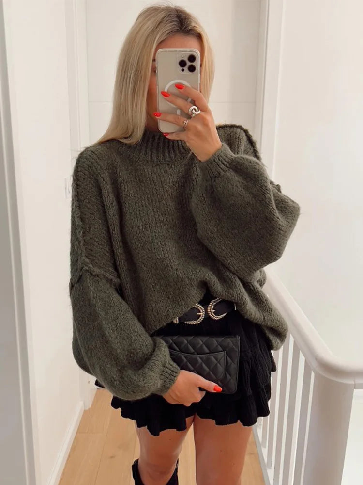 Women oversized knitted sweater