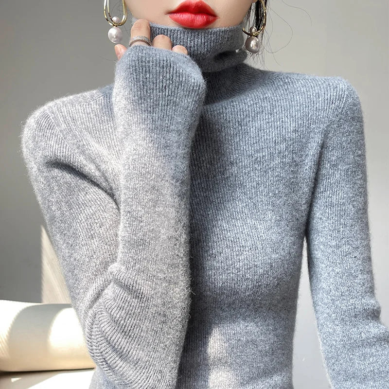 Women's casual turtleneck pullover sweater