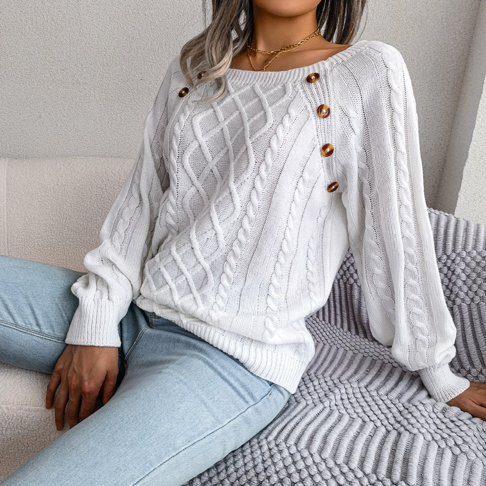 Women's casual loose jacquard knitted sweater