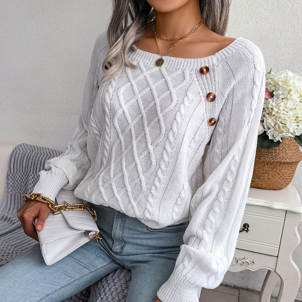 Women's casual loose jacquard knitted sweater