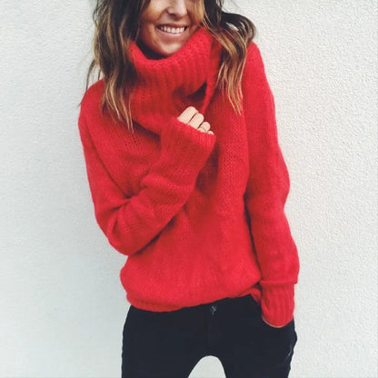 Autumn/winter women's solid color high-neck sweater