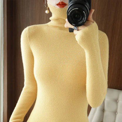 Women's casual turtleneck pullover sweater