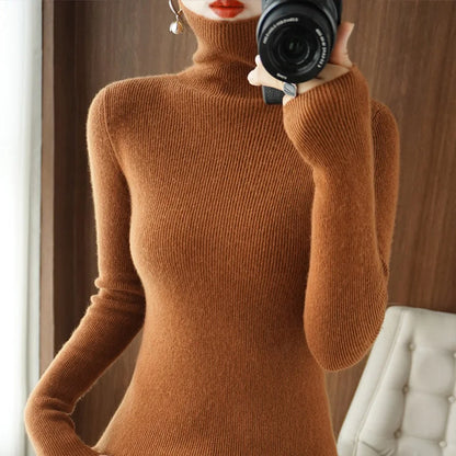 Women's casual turtleneck pullover sweater