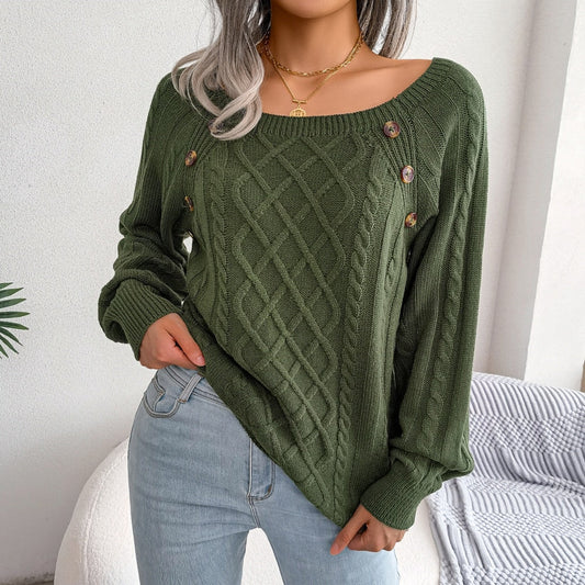 Women's casual loose jacquard knitted sweater