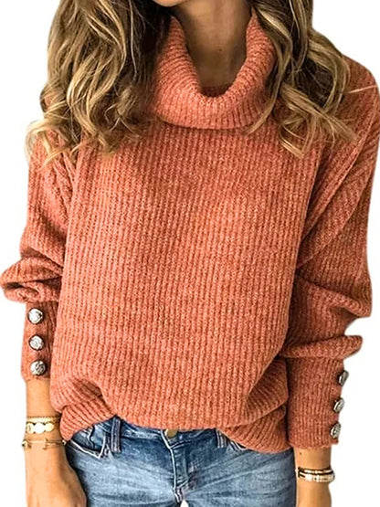 Women's autumn/winter plain turtleneck casual sweater