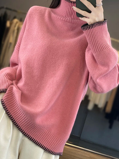 Women's autumn/winter turtleneck pullover loose knit tops