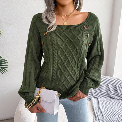 Women's casual loose jacquard knitted sweater