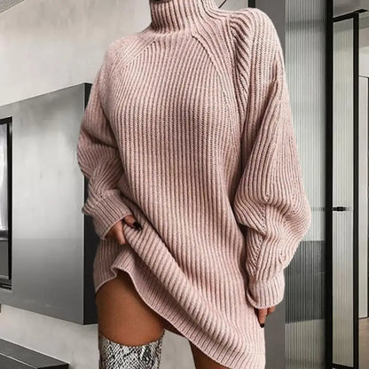 Women's autumn winter mid-length raglan sleeve sweater dress