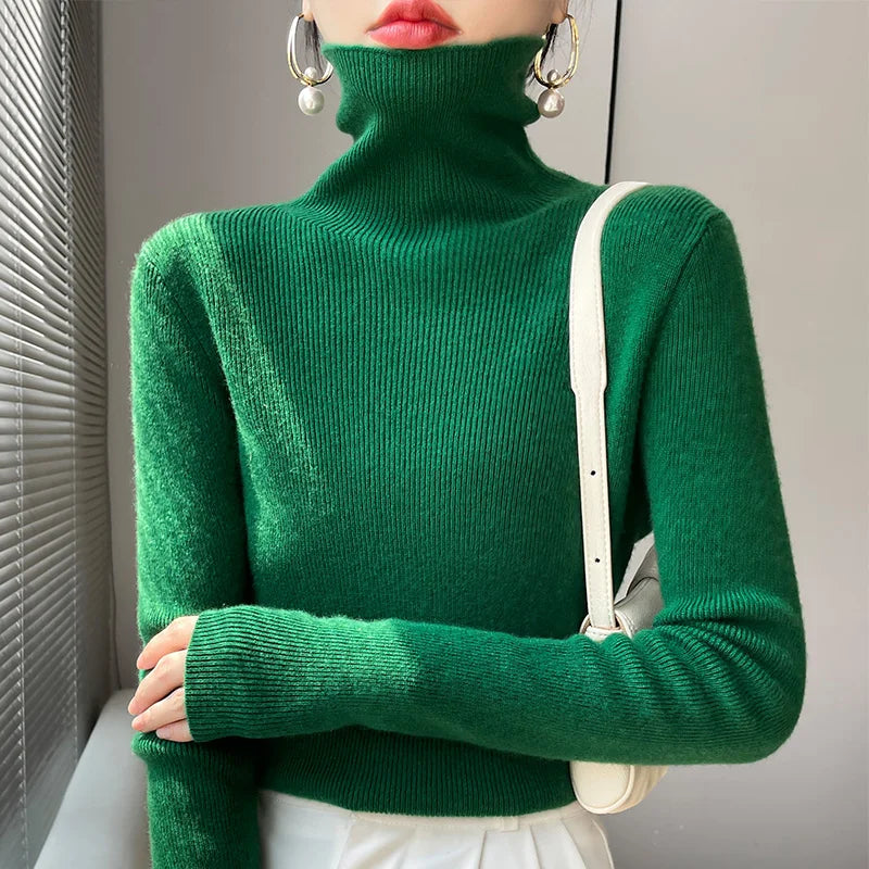 Women's casual turtleneck pullover sweater