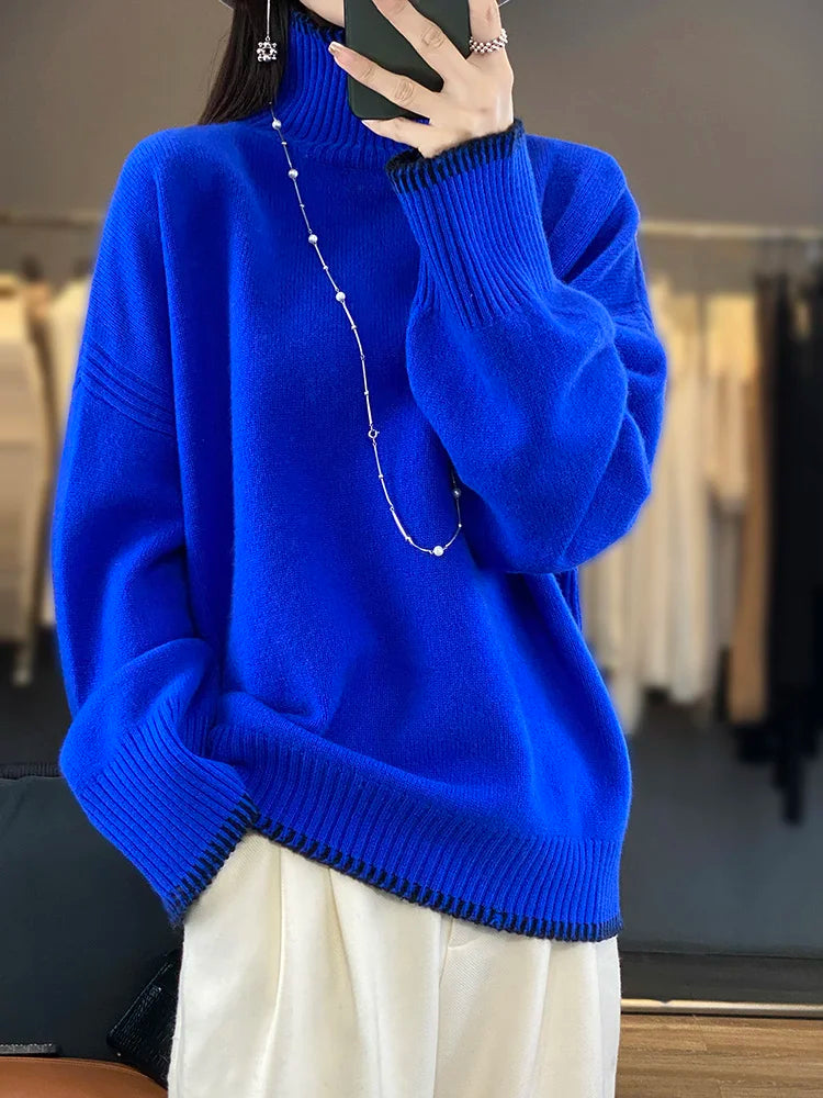 Women's autumn/winter turtleneck pullover loose knit tops