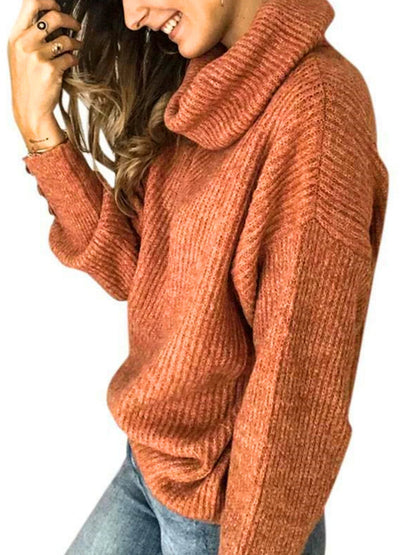 Women's autumn/winter plain turtleneck casual sweater