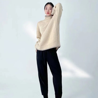 Women's autumn/winter turtleneck pullover loose knit tops