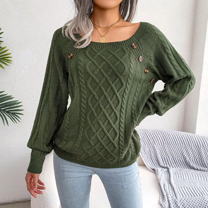 Women's casual loose jacquard knitted sweater