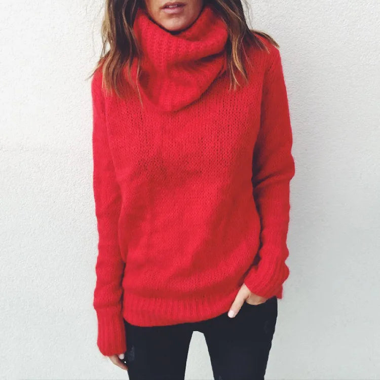 Autumn/winter women's solid color high-neck sweater