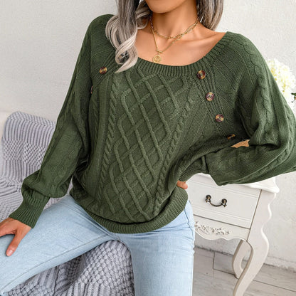 Women's casual loose jacquard knitted sweater