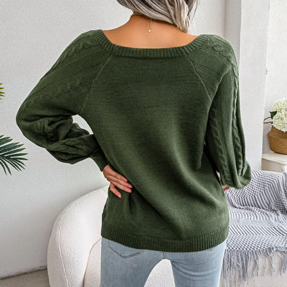 Women's casual loose jacquard knitted sweater