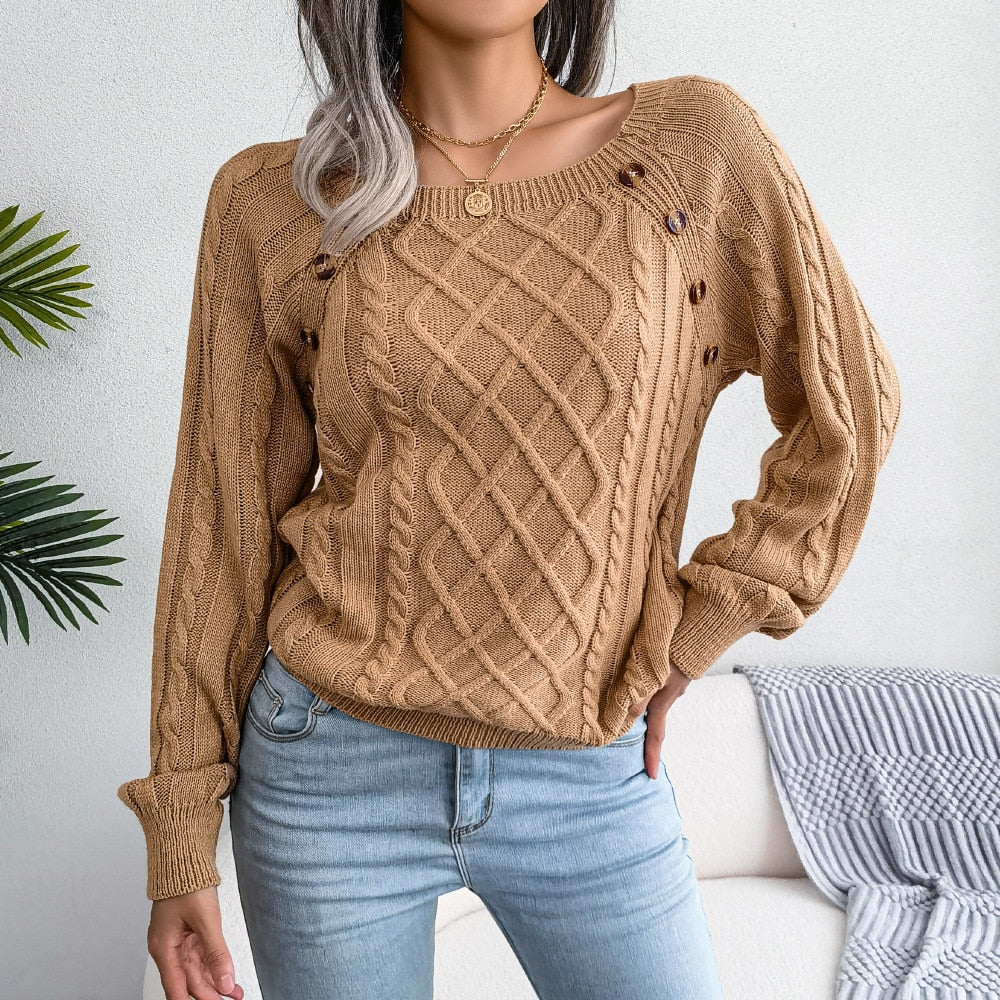 Women's casual loose jacquard knitted sweater