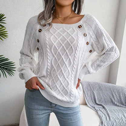 Women's casual loose jacquard knitted sweater