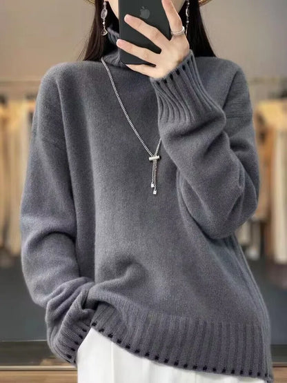 Women's autumn/winter turtleneck pullover loose knit tops