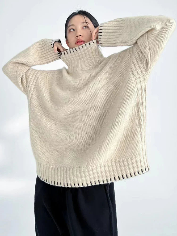 Women's autumn/winter turtleneck pullover loose knit tops