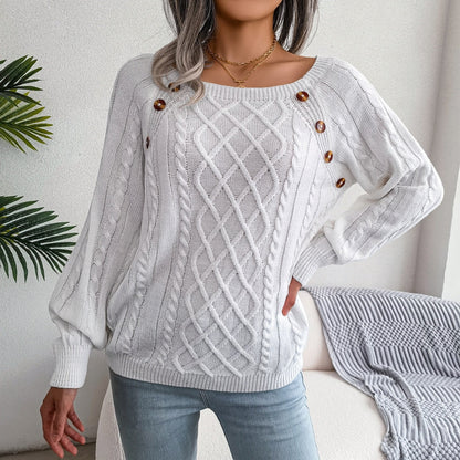 Women's casual loose jacquard knitted sweater